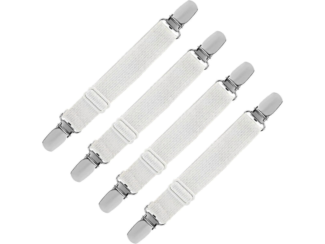 Lurelia Tensores Para Lençol Metal Plástico Ajustável Elástico Seguro Colcha Colchão Cobertor Branco Práticos