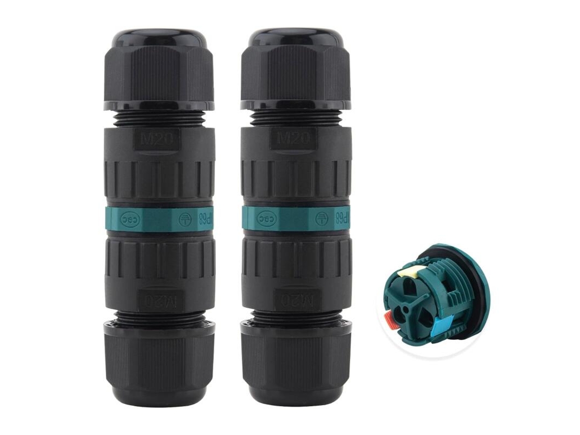 Conjunto De 2 Conectores Elétricos À Prova D'água Ip68, Diâmetro De 9 Mm A 12, Tomada Para Uso Em Jardins