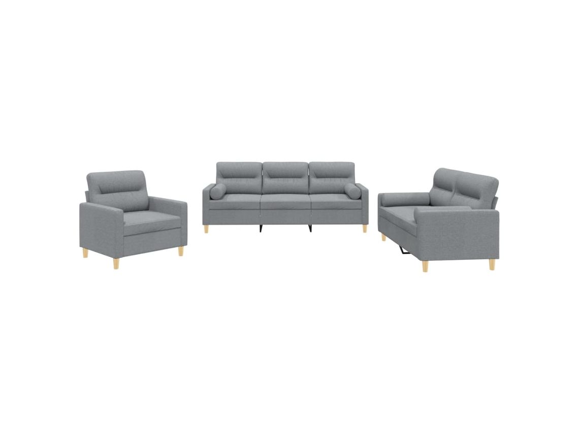 Sofa Set, Sofa Sets Vidaxl Cinzeto Tecido (n/a)