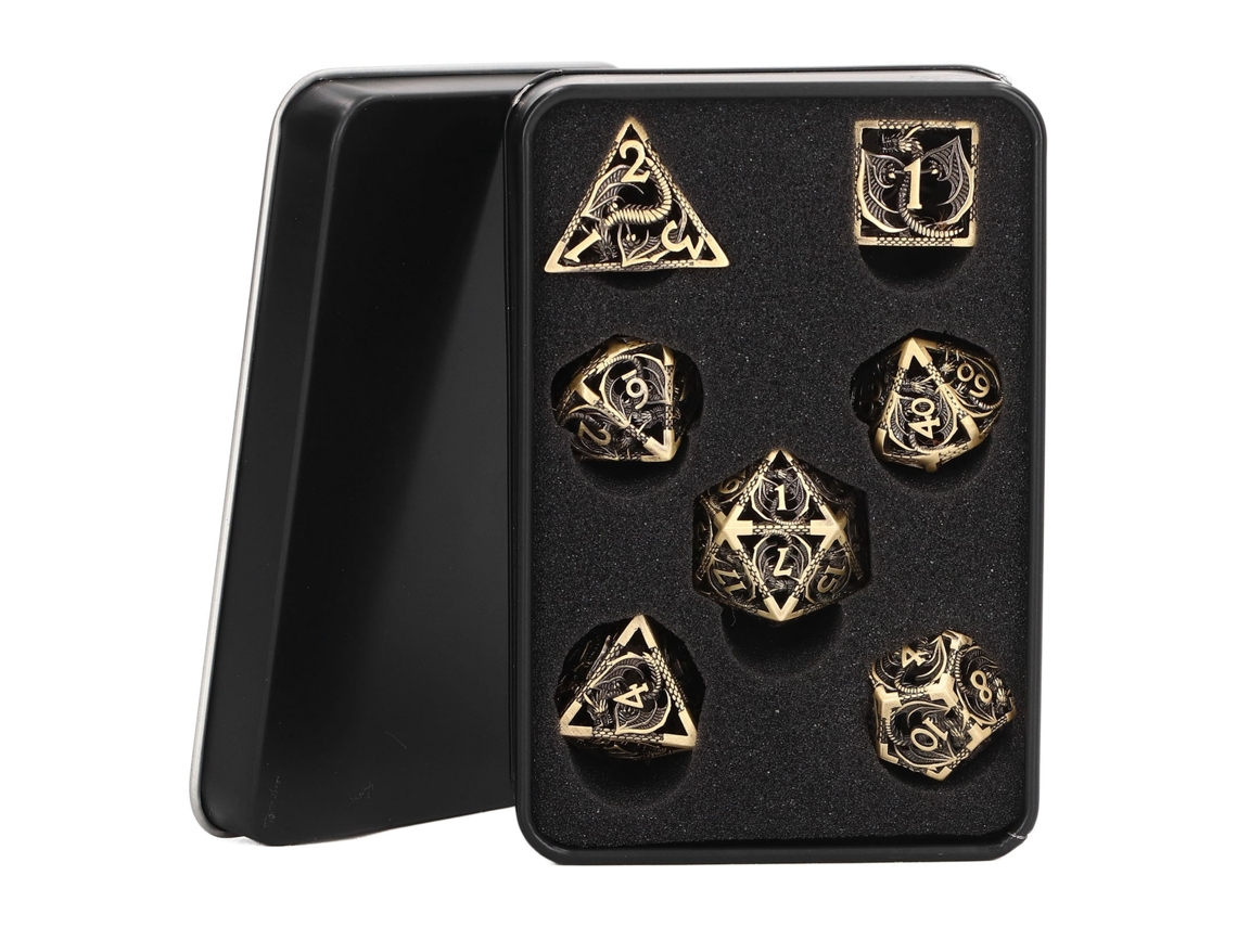 Primerox conjunto de Dados Metálicos Ocos Poliedros para Rpg Jogos de Mesa Presente para Adolescentes Adultos