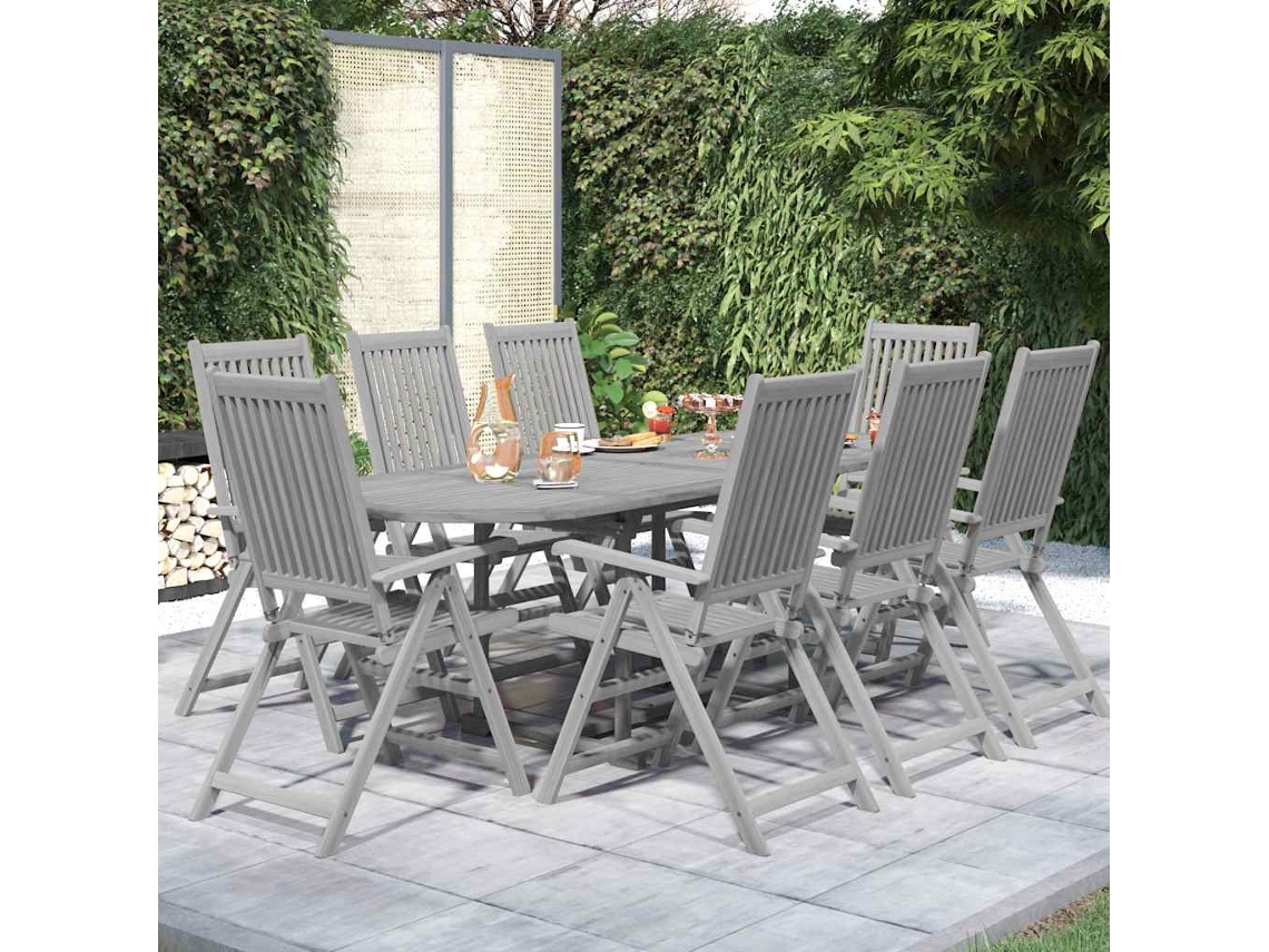 Vidaxl 9 Pcs Conjunto De Jantar Para Jardim Madeira De Acácia Maciça
