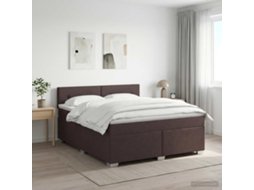 Vidaxl Cama Box Spring Com Colchão Marrom Escuro 160 X 200 Cm Tecido