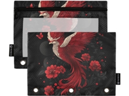 Pasta Red Phoenix Estilo Chinês Com Bolso Transparente Janela Em Várias Cores, Pastas Com 3-furos Sala De Aula