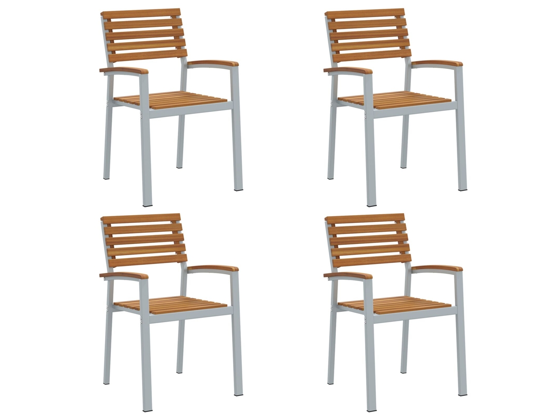 Conjunto 4 Assentos De Jardim Vidaxl Castanho Madeira De Acácia Maciça (56 X 57 X 87 Cm)
