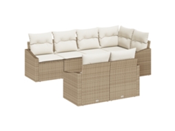 Conjunto 7 Sofá De Jardim Vidaxl Bege Vime Pe (233,5 X 123,5 X 85 Cm)