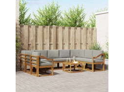 Vidaxl Conjunto De Sofás Para Exterior 10 Unid. Cinza Natural E Claro
