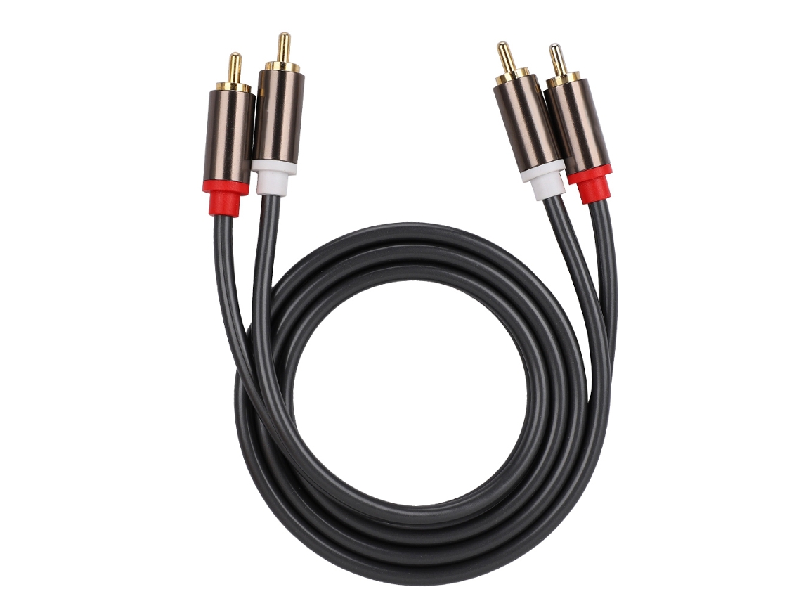 Cabo de Áudio Mali com plug dourado e casing de alumínio para TV e CD, 1m