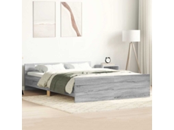 Vidaxl Estrutura de Cama C/ Painéis de Cabeceira e Pés Cinzento Sonoma
