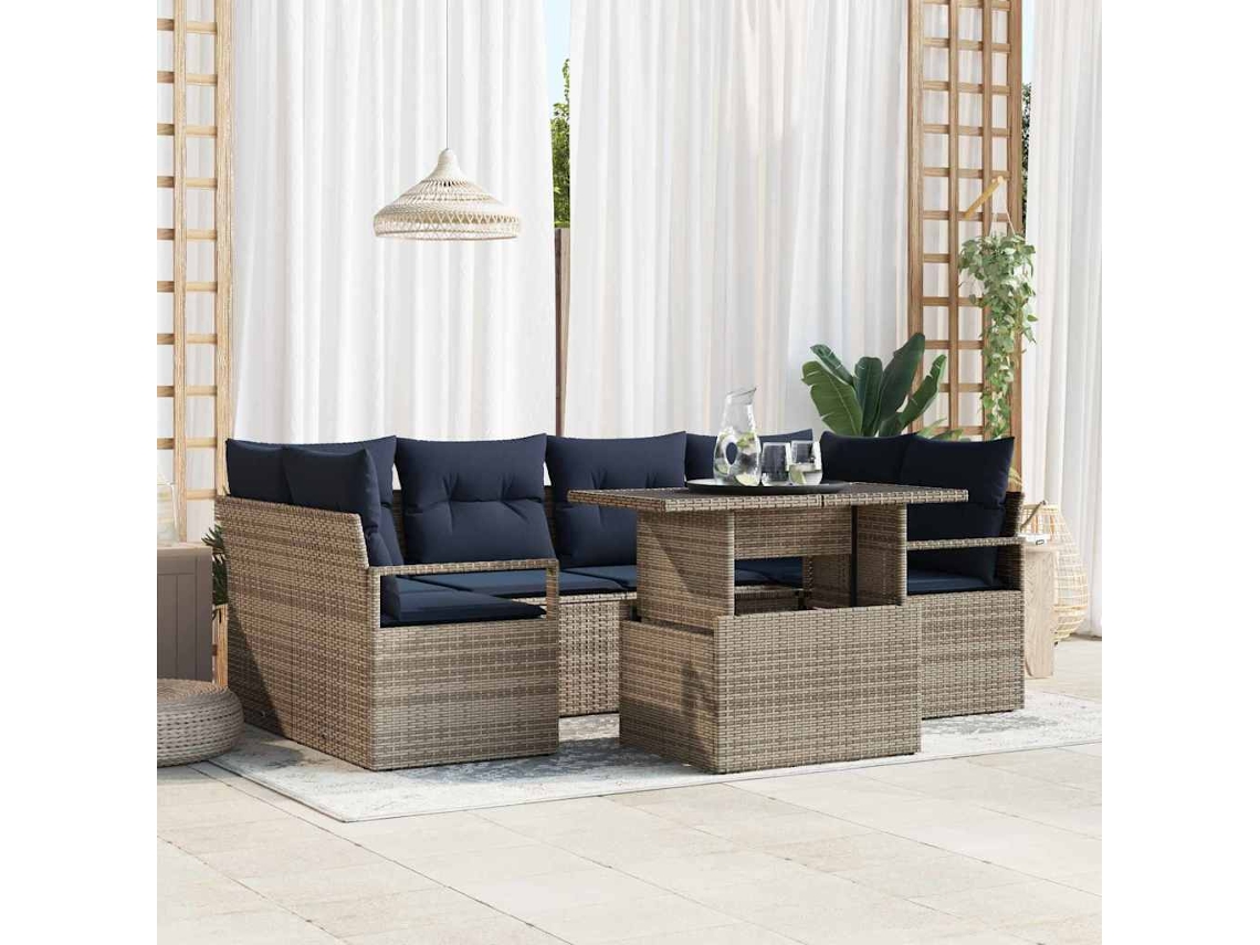 Vidaxl Conjunto De Sofá De Jardim 7 Unid. 6-número De Lugares