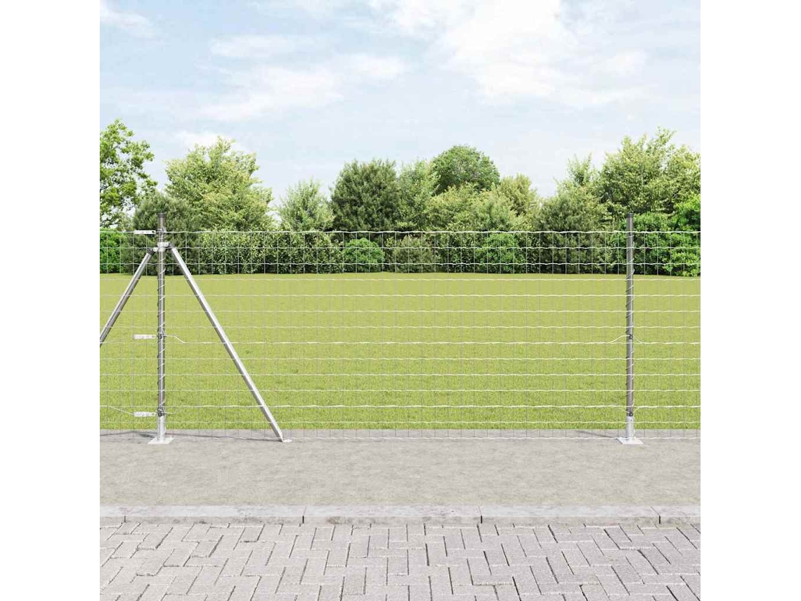 Vidaxl Cerca Euro Para Exterior Com Base De Concreto 10 X 1 M Prateado