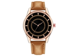 Reloj De Pulsera Para Hombre De Cuarzo Con Dial Redondo Y Correa De Pu Moda (café Claro Y Negro)