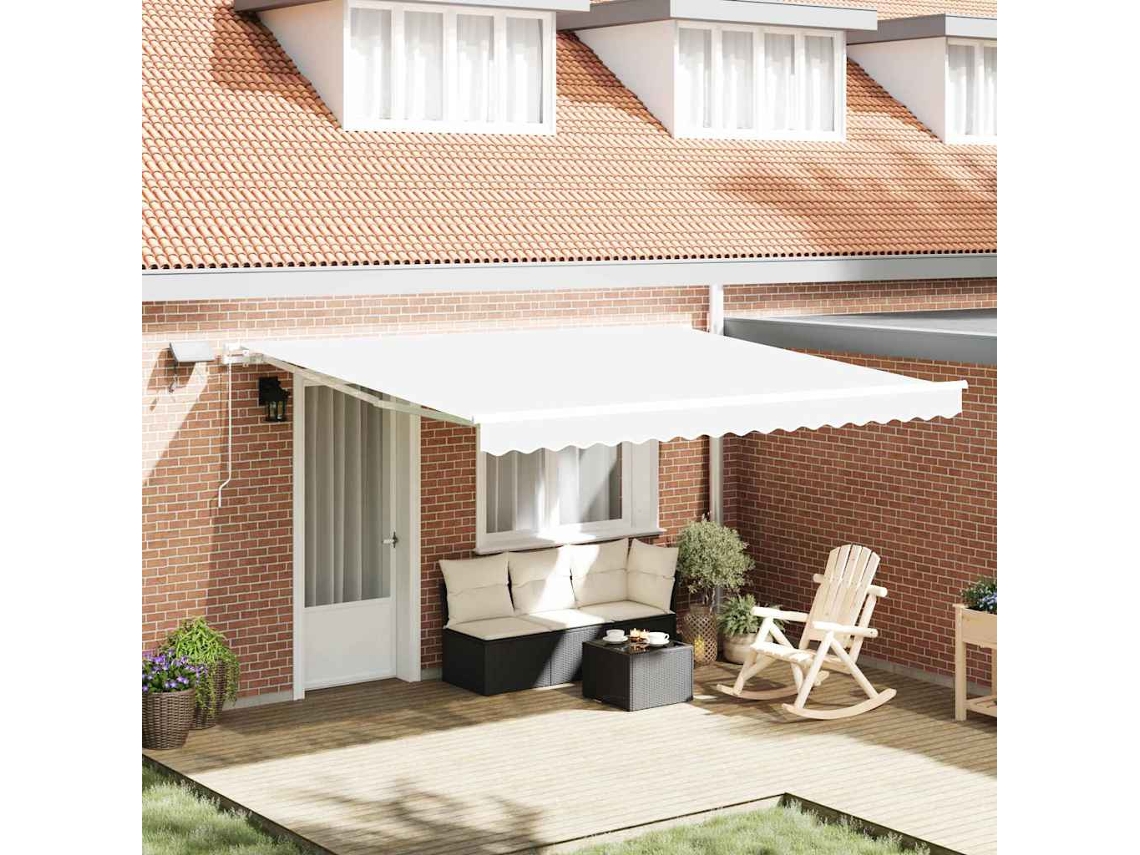Vidaxl Toldo Retrátil Branco 400 × 300 Cm Tecido E Alumínio