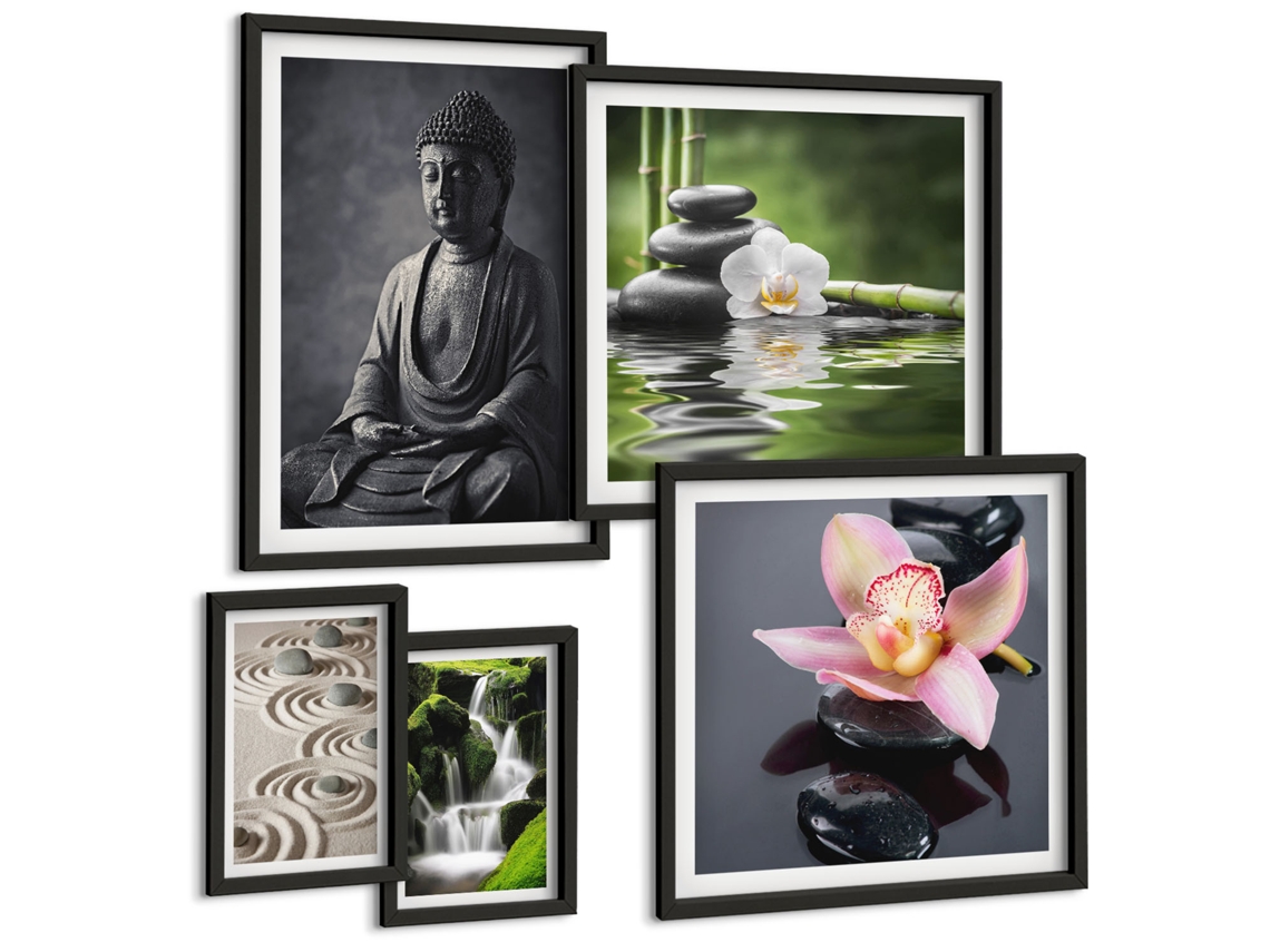 Conjunto De Pinturas Atmosfera Relaxante Zen Da Natureza Espelharte (5 Peças)