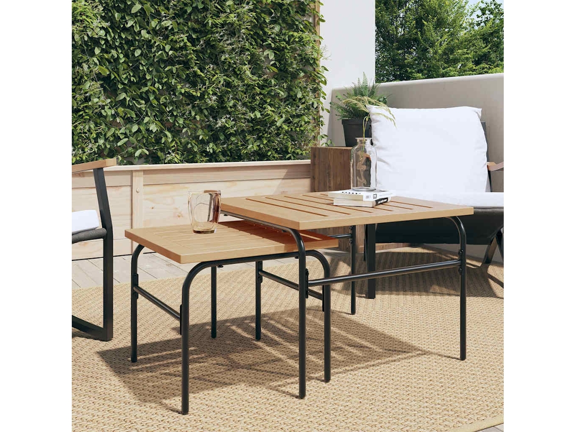 Vidaxl Mesas De Centro De Encastrar P/ Jardim 2 Pcs Aço Preto/castanho