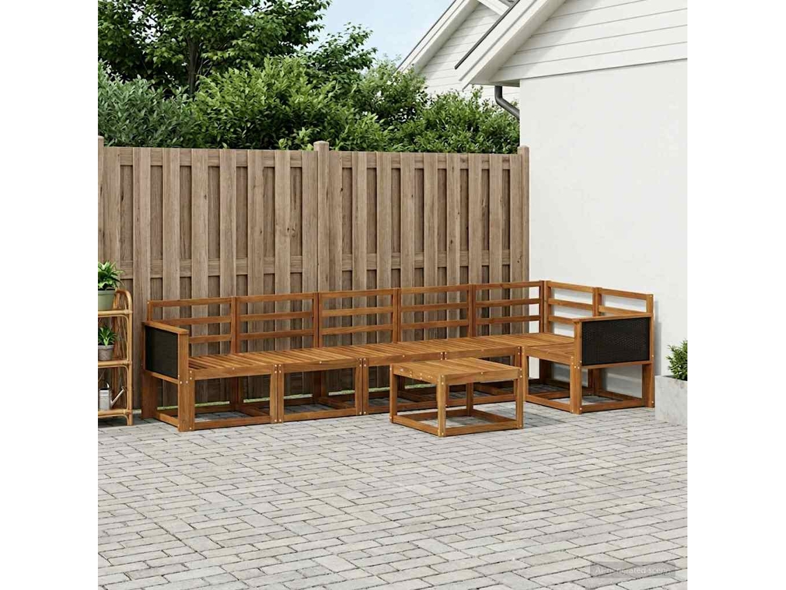 Vidaxl Conjunto De Sofás Para Exterior 7 Pcs Natural