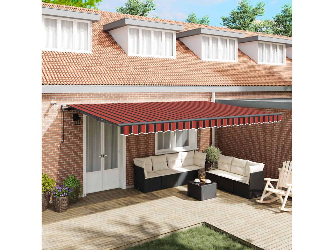 Vidaxl Toldo Retrátil Laranja E Castanho 500 × 300 Cm Poliéster