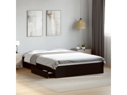 Estrutura De Cama C/ Gavetas 135x190 Cm Derivados Madeira Preto