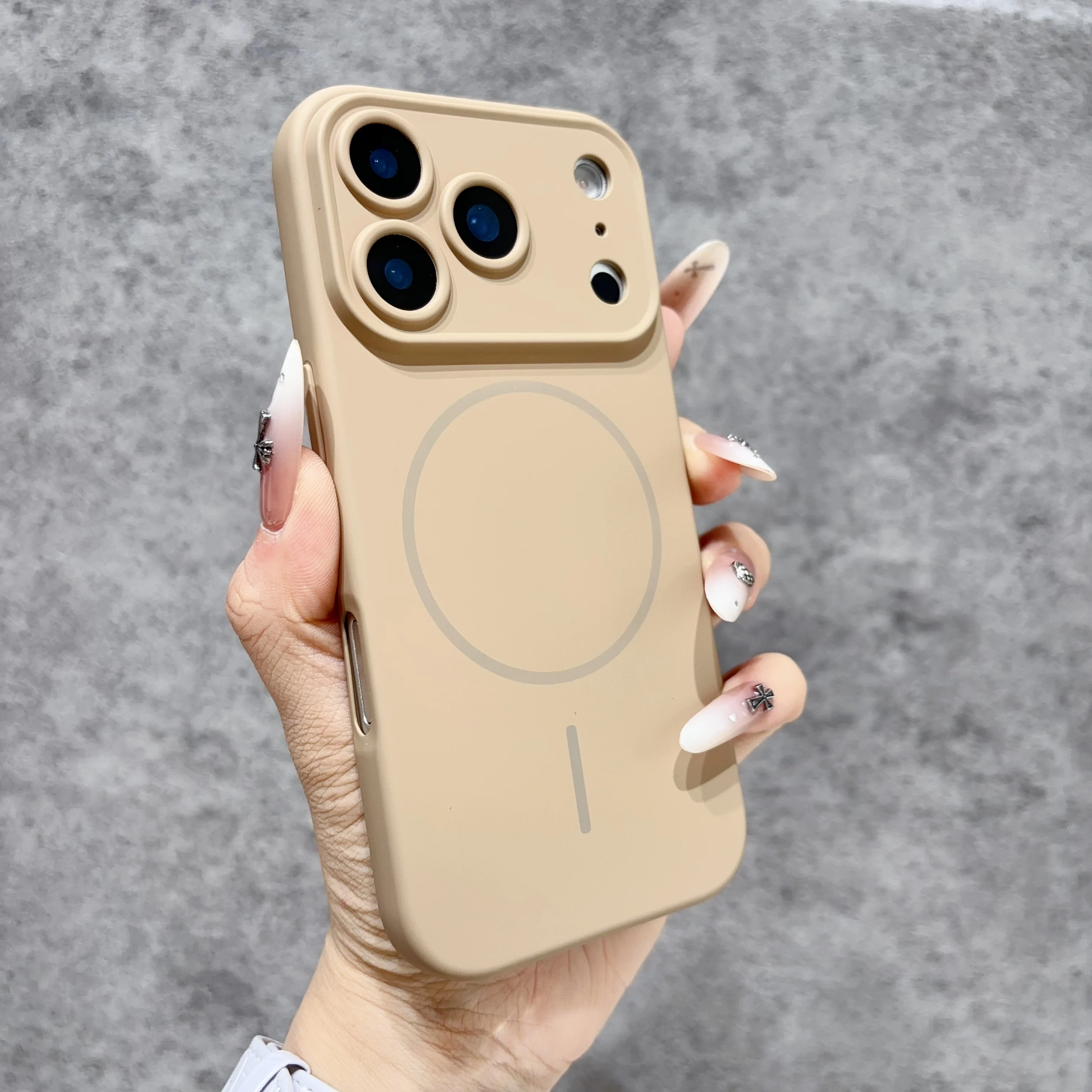 (marrom Para Iphone 16) Capa De Carregamento Sem Fio Magnética Com Protetor De Lente