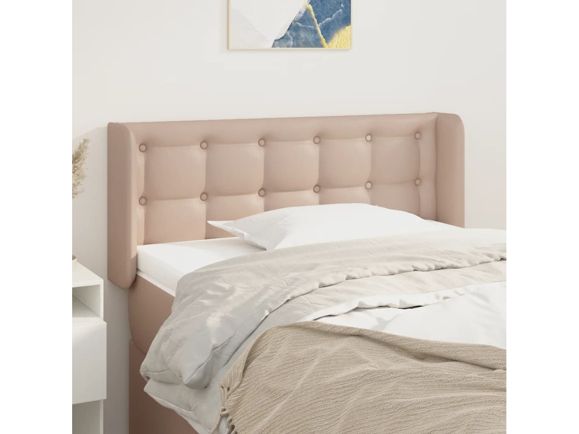 Cabeceira | Painel De Cama Cama Abas Couro Artificial 93x16x78/88 Cm Cappuccino