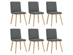 Vidaxl Cadeiras De Jantar 6 Pcs Tecido Cinzento-escuro