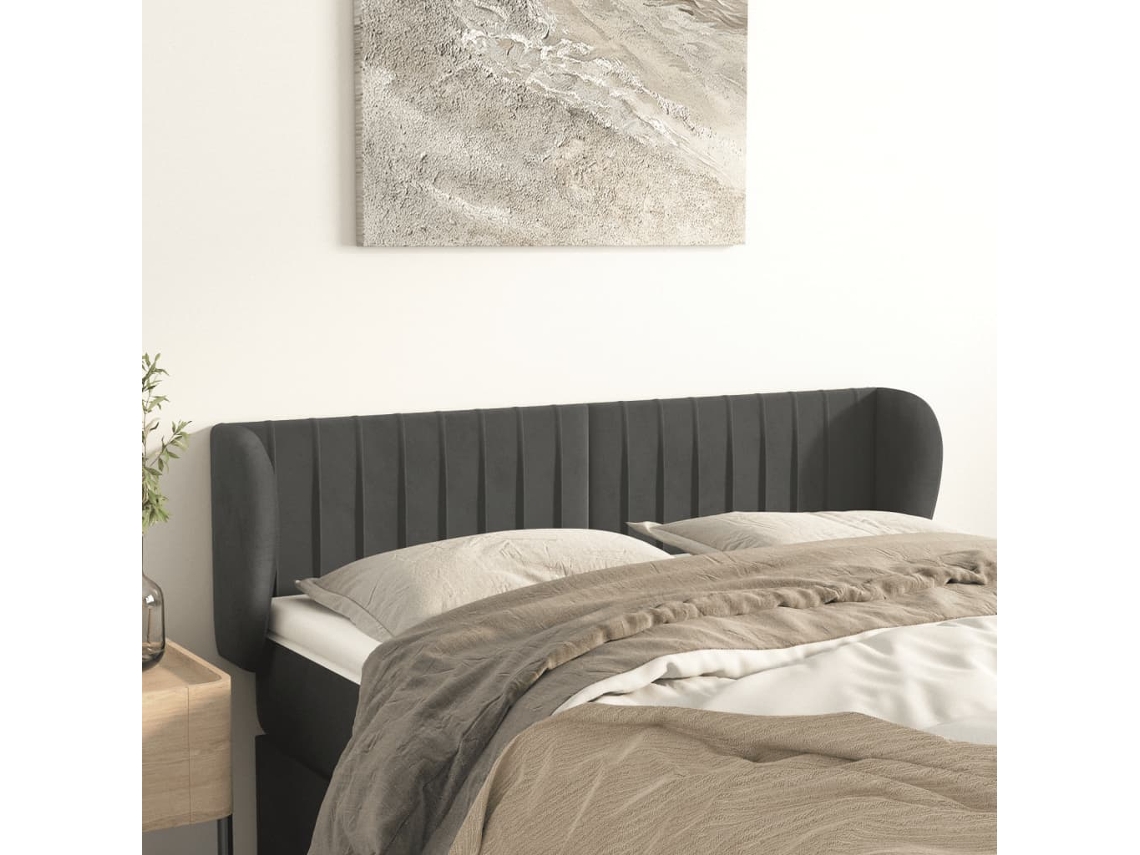 Vidaxl Cabeceira De Cama C/ Abas Veludo 147x23x78/88cm Cinzento-escuro