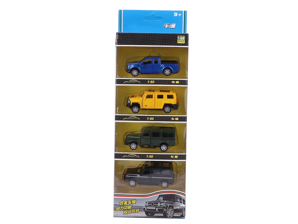 Mali 4pcs Brinquedo de Carro Modelo Liga 1/60 com Tração Retrátil e Porta Aberta para Crianças