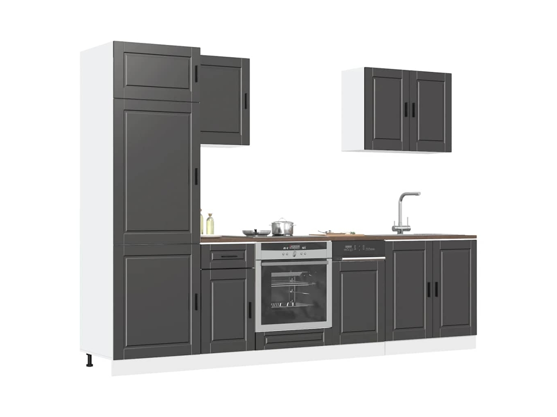 Vidaxl 7 Peças Armário De Cozinha Conjunto Porto Preto