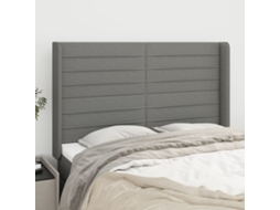Cabeceira | Painel De Cama Cama C/ Abas Tecido 147x16x118/128 Cm Cinzento-escuro