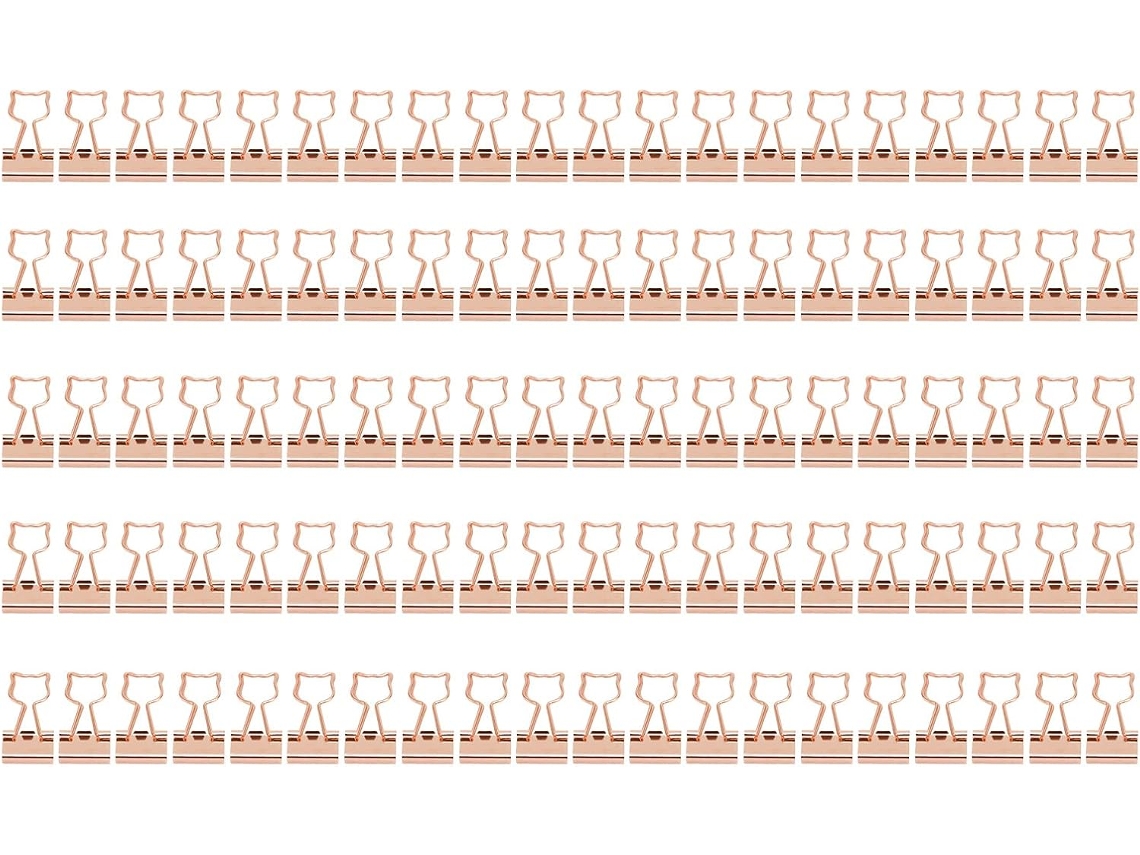 Conjunto De 100-clipes Papel Em Formato Gato, Metálicos, Vazados E Compactos, Ideais Organização De Documentos Ouro