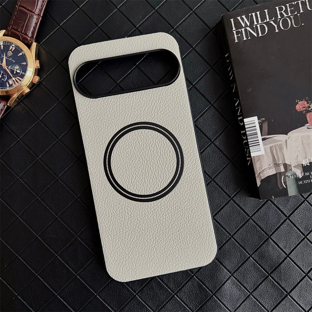 (cinza, Google Pixel 6a) Capa De Couro Com Textura Litchi, À Prova De Choque, Carregamento Sem Fio Magnético