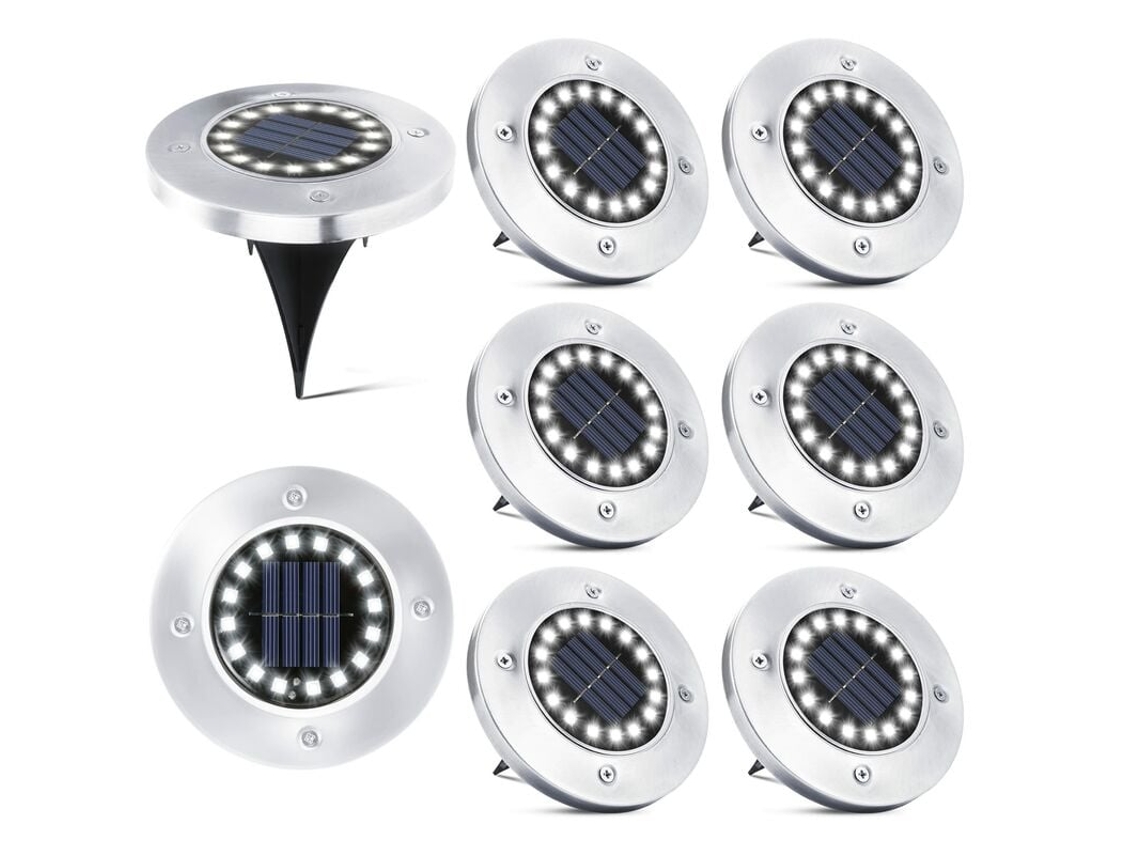 CONJUNTO DE 4 LUMINÁRIAS SOLARES AQUAFORGE com 8 LEDs para jardim e quintal
