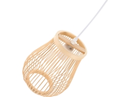 Lustre Suspenso de Bambu Trançado com Base, Decorativo, 20x30 Cm, Iluminação Rústica para Teto da Sala de Estar. SFUSHOS