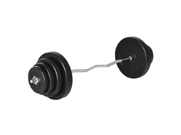 Barra Curvada 70kg com 8 Anilhas para Treino Força