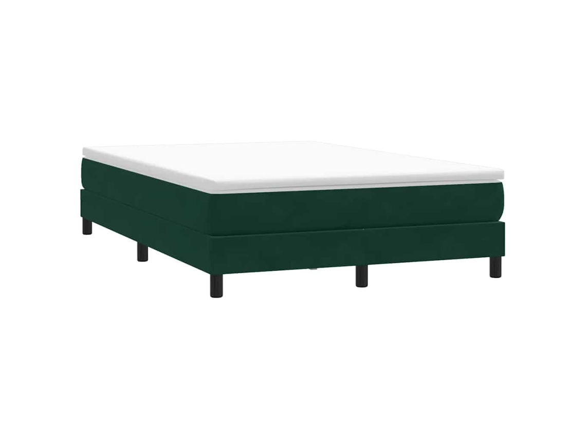 Vidaxl Box Cama De Molas Sem Colchão Verde Escuro 140x210 Cm Veludo