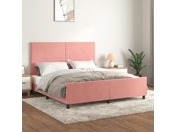 Vidaxl Estrutura De Cama C/ Cabeceira 160x200 Cm Veludo Rosa