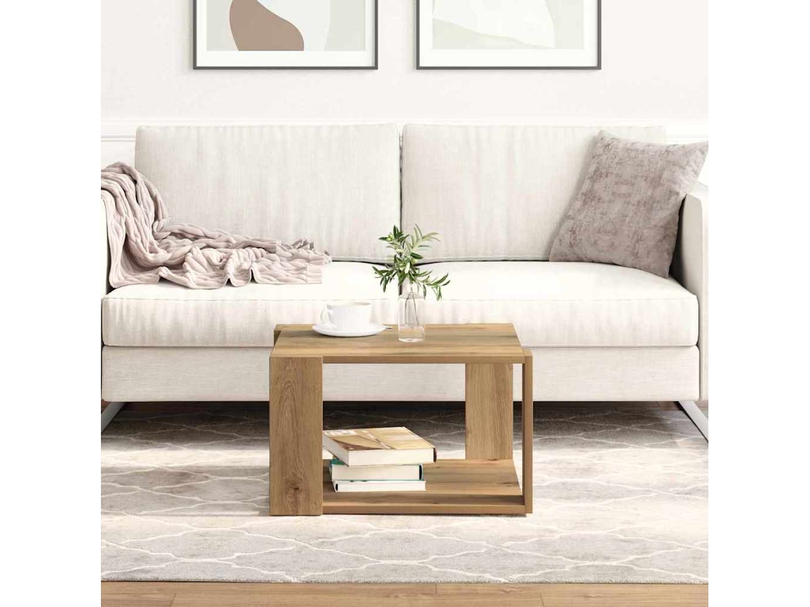 Vidaxl Mesa De Centro Carvalho Artesanal 51,5 X 51,5 X 30 Cm