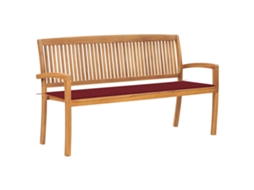 Vidaxl Banco De Jardim Empilhável C/ Almofadão 159 Cm Teca Maciça