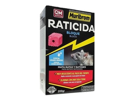 Raticida En Bloque MURIBROM Qm 200G Veneno Ratones Ratas Y Roedores