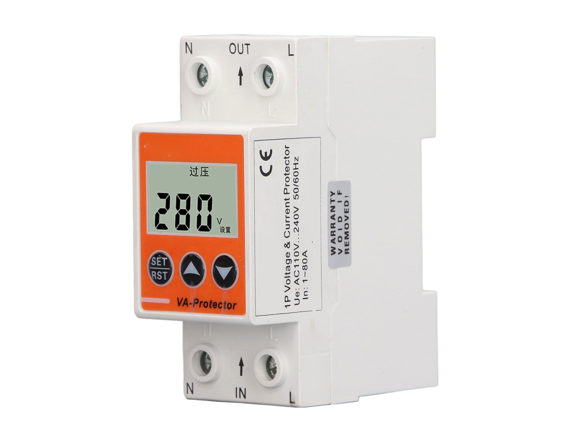 Protetor De Tensão Ajustável Auto-recuperável Ac110-240v 1-80a Com Proteção Contra Sobre E Subtensão
