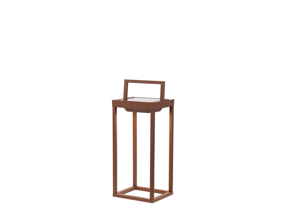 Lanterna Solar Residencial 2 Led 37,3 Cm Luminária De Parede E Mesa 2w Com Bateria E Sensor Crepuscular Corten Zafferano