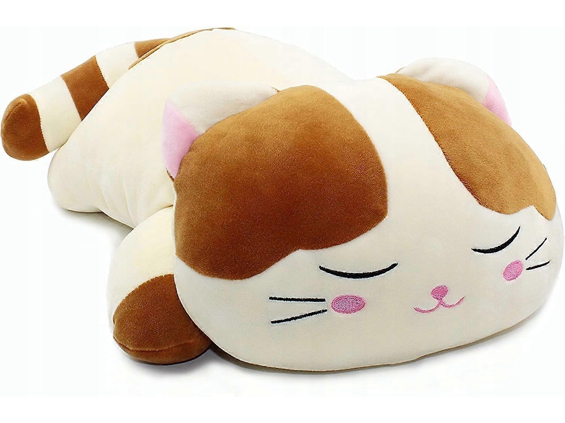 Almofada De Pelúcia Gato Dorminhoco Marrom 40cm