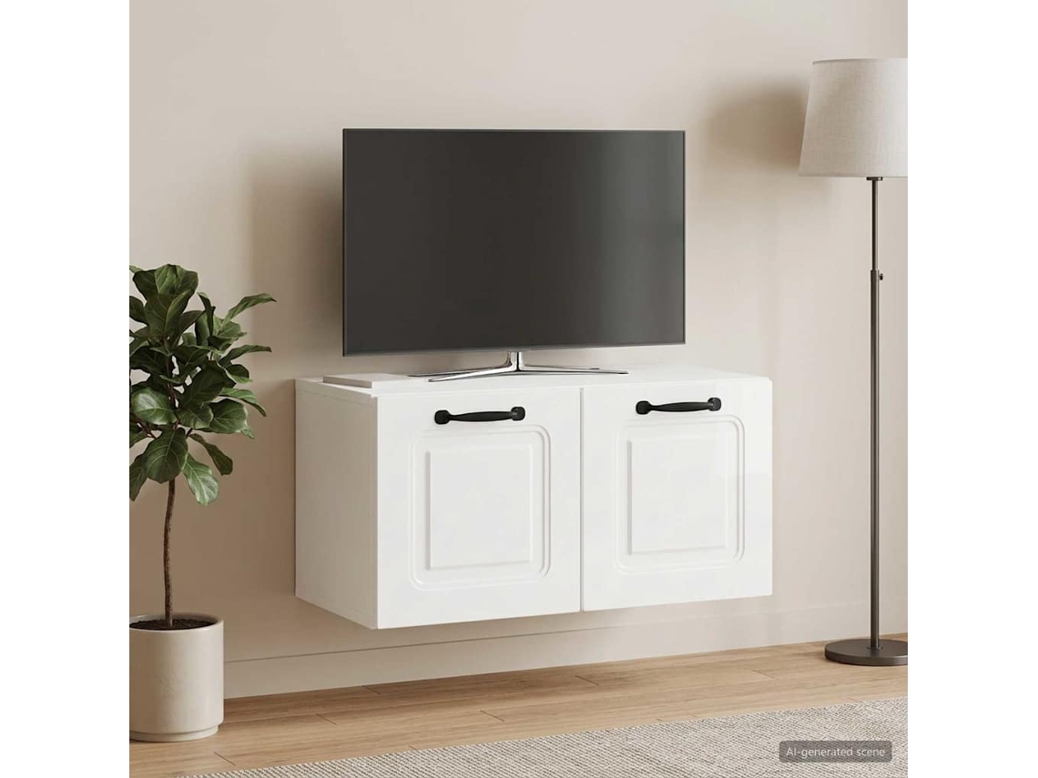 Vidaxl Gabinete De Tv De Parede Branco Brilhante 59,5 X 31 X 30 Cm