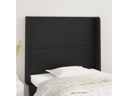 Cabecero con Trabillas de Piel Sintética 93x16x118/12 Cm Negro