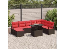Vidaxl Conjunto De Sofá De Jardim 9 Unid. Castanho Rattan Sintético
