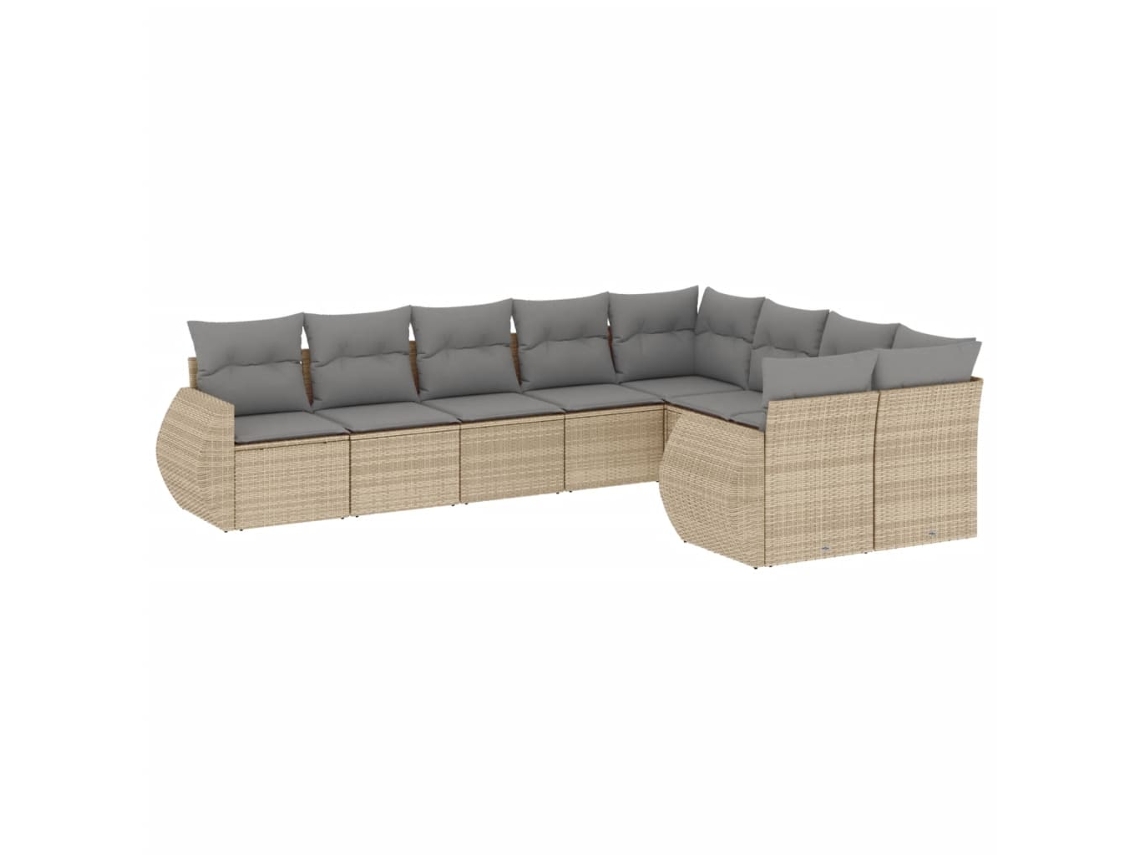 Maison Exclusive - 9 Pcs Conjunto De Sofás P/ Jardim Com Almofadões Vime Pe Bege