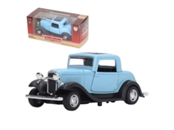 Mali modelo de Carro Clássico Vintage 1:32 Liga Portas Abertas com Mecanismo Pullback Azul