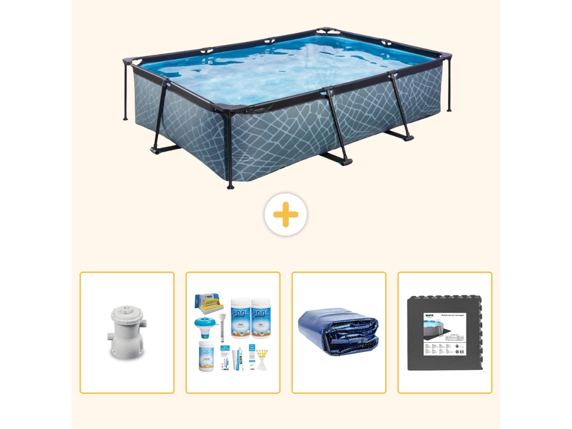 Exit-toys Piscina Exit Retangular - Efeito Pedra - 300x200x65 Cm - 5-peças S233