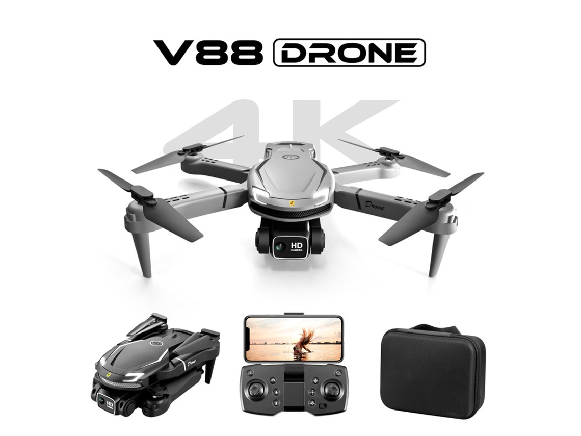 Drone Bestvite Dobrável V88 Com Câmera Dupla 4k (2 Baterias Duração Da Bateria 15 Min Cinza)