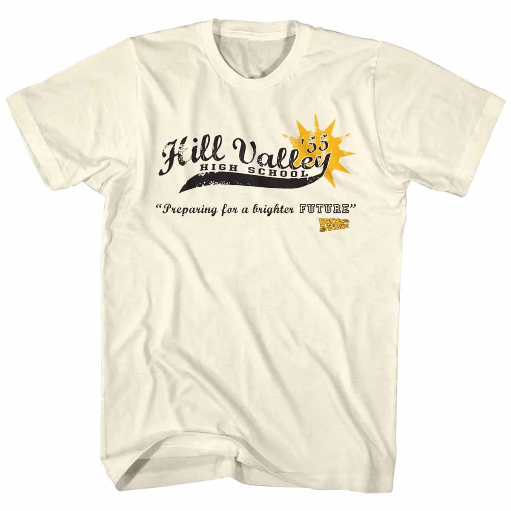 Unisex Adult T-shirt Rockinstone Back To The Future Movie Hill Valley High '55 Solid Natural Sizexxxl