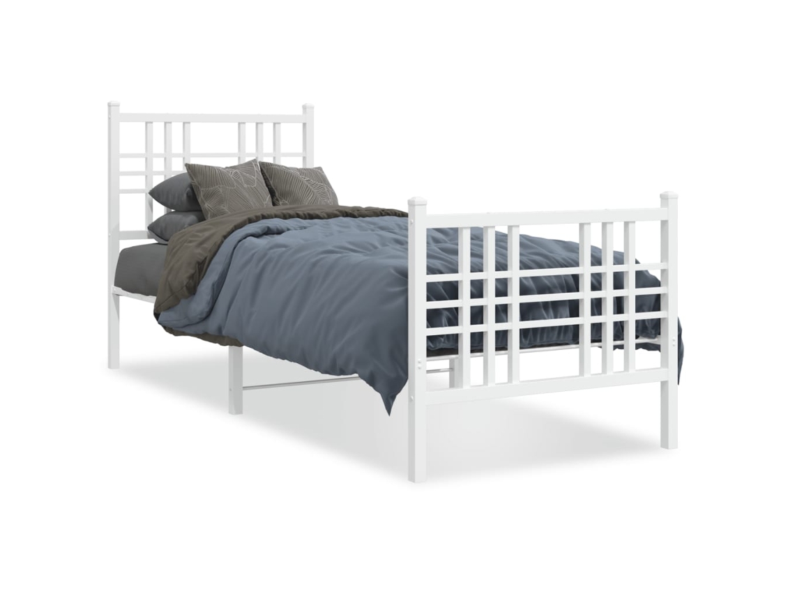 Estrutura de Cama com Cabeceira e Pés Metal Branco MAISON EXCLUSIVE 80x200 cm